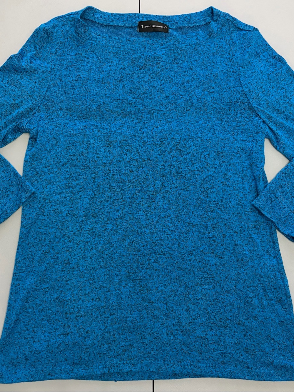 Travel Elements Blue Marled Knit Top